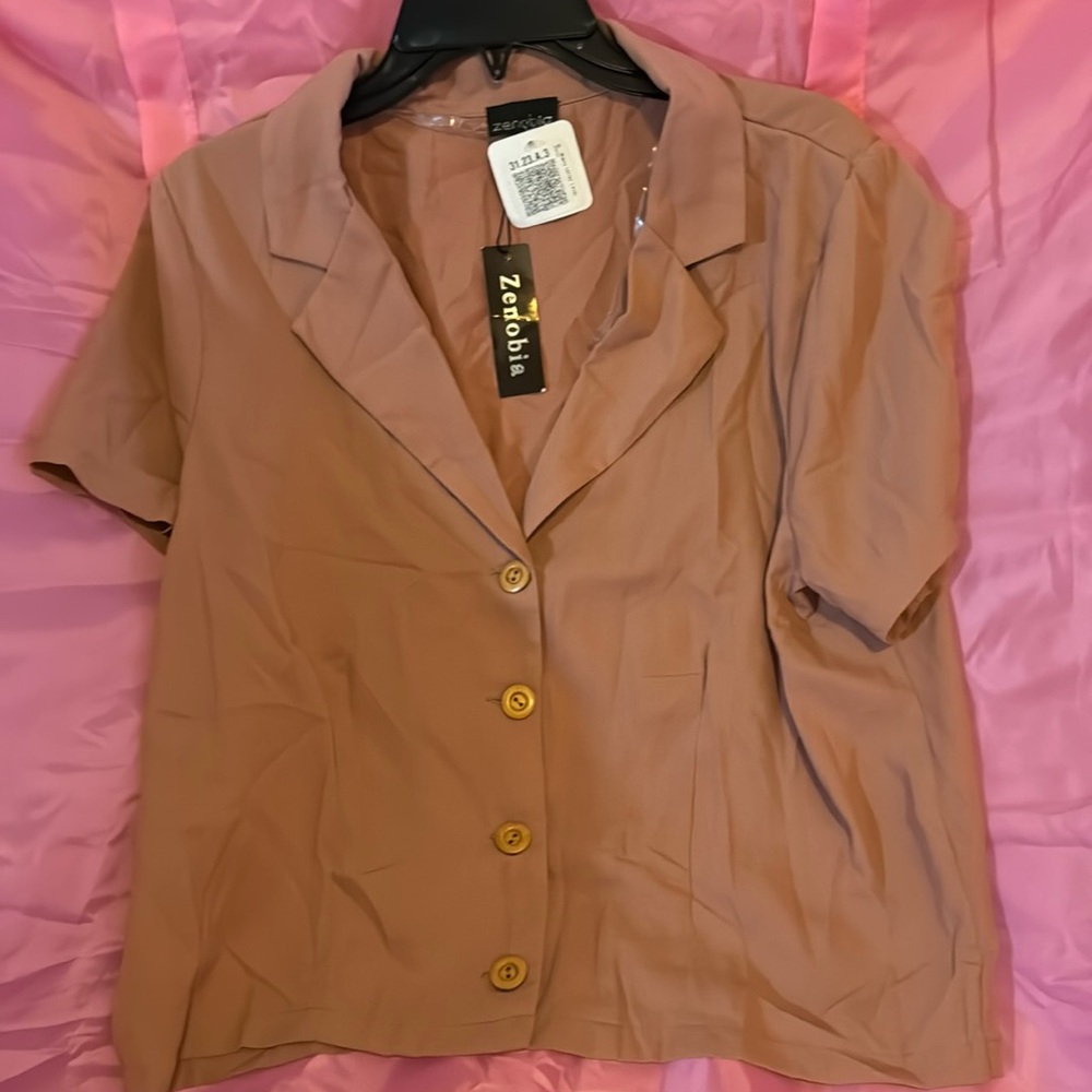 Zenobia button down crop top